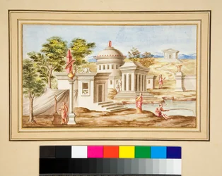 Large design of a wall with paintings