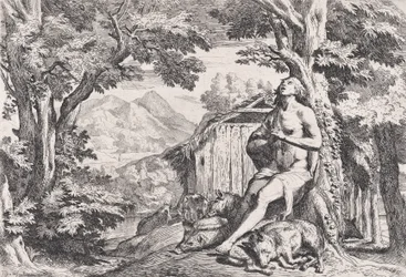 The Prodigal Son among the Swine, from a Series of Four Prints