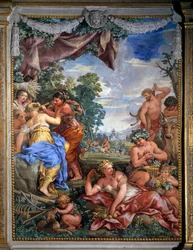 Allegory of the four ages, the Silver Age, fresco by Pietro da Cortona (Stone of Cortona) (1596-1669), 1637, Salle du Poele (Stanza della Stufa), Palatine Gallery, Palazzo Pitti, Florence