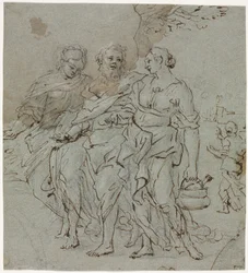 Lot and His Daughters (recto) Sketch for Lot and His Daughters (verso)