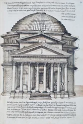 View of the Pantheon in Rome, Drawing from Volume XIII of XXX Libri delle Antichita