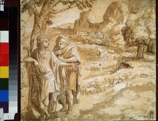 Shepherd and Pilgrim in a Landscape