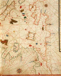 The Peloponnese, from portolan atlas consisting of six charts, Parchment. 1646