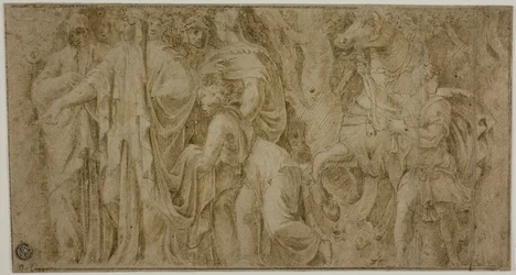 Story of Niobe: Niobe Receiving Gifts from Worshippers; Youth with Horse