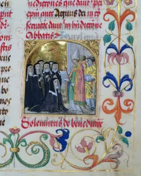 Bishop Blessing the Nuns from the Pontifical of Bishop Erasmus Ciolek, c.1510