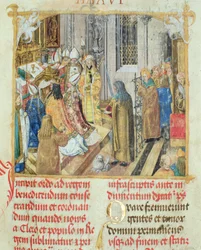 Coronation of the King of Poland from the Pontifical of Bishop Erasmus Ciołek, c.1510