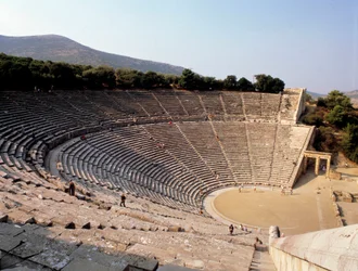View of the theatre of Epidaurus realized by the architect Polyclete the Younger in Greece