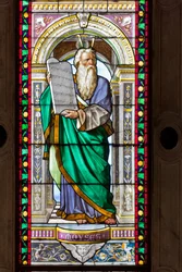 Genoa, Duomo (St Lawrence Cathedral), the Chapel of St John the Baptist: stained glasses by Pompeo Bertini