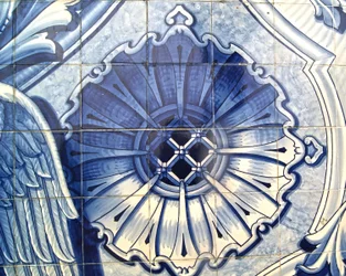 Detail of a Decorative Panel Depicting the Annunciation, Lamego, Portugal. 1738