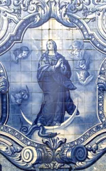 (Detail) Decorative Panel Showing the Virgin Mary Crushing the Serpent, Lamego, Portugal