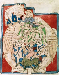 Wrapping O with representation of a hunting centaur. Miniature taken from 