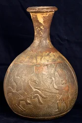 Bottle Depicting a Fight Between a Rider and a Warrior on Foot