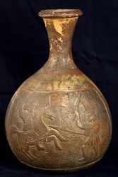 Bottle Depicting a Fight Between a Rider and a Warrior on Foot