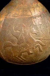 Bottle Depicting a Fight Between a Rider and a Warrior on Foot