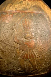 Bottle Depicting a Fight Between a Rider and a Warrior on Foot