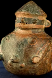 Ceramic with Anthropomorphic Decoration and Side Handle