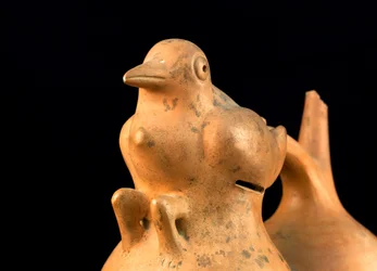 Ceramic with Bridge Handle and Bird Design