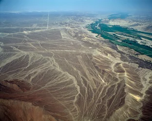 Aerial View of Nazca Lines Representing a Bird Figure
