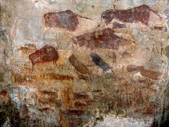 Cave paintings by San people