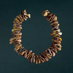 Prehistory, Stone Age: necklace of bones from the cave of Polesine, Veneto. Rome, Luigi Pigorini National Museum of Prehistory and Ethnography