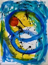 Dynamic Blue Yellow Abstract