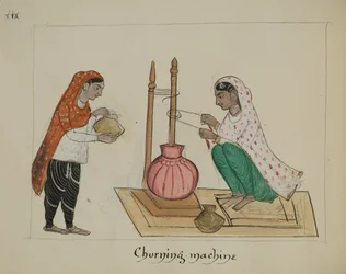 Two Women with a Churning Machine