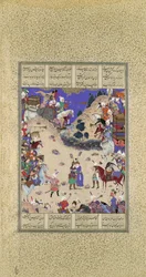 Faridun Embraces Manuchihr, Folio 59v from the Shahnama Book of Kings
