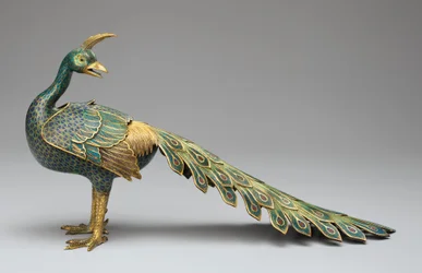 Cloisonné peacock-form censer