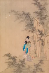 Two Figures Embracing in Landscape