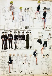 Uniforms of Duchy of Modena in 1849, plate from Cenni Codex collection of military sketches