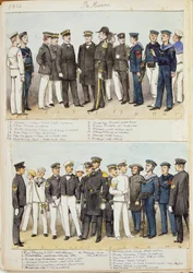 Uniforms of the Royal Navy of the Kingdom of Italy, colour plate by Quinto Cenni