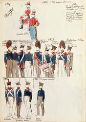 Various uniforms, circa 1834-1841