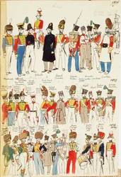 Various uniforms, dating from 1826 to 1829