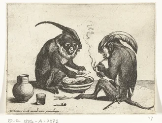 Two Monkeys Smoking Pipes