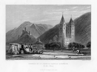 Church of St John and Castle Lahneck on the Rhine