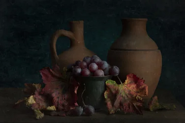 Autumn Grapes and Pottery