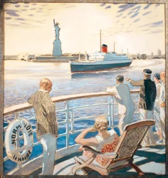 Maiden Voyage of the Steam-Ship Normandie, The Entrance to New York Harbor