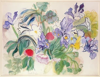 Bouquet of Irises and Red Poppies
