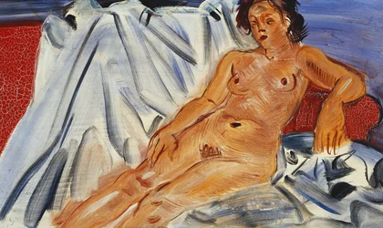 Reclining Nude on Red Couch