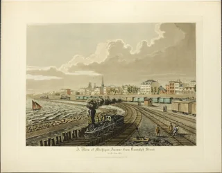 A View of Michigan Avenue from Randolph Street in the Year 1865