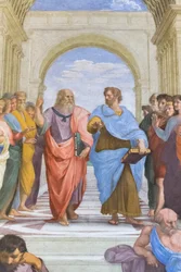Aristotle and Plato: detail from the School of Athens in the Stanza della Segnatura