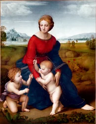 The Virgin in the Prairie or Madonna of the Belvedere, 1506, Sun. 113 X 88 cm, Kunsthistorisches Museum Vienna