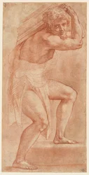 Man half-wrapped, carrying a burden, 1514-1516