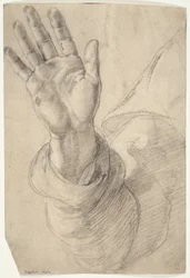 Upraised Right Hand, with Palm Facing Outward: Study for Saint Peter