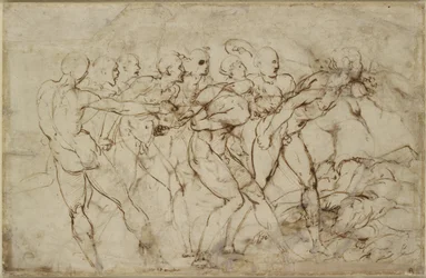 A Battle of Nude Warriors with Captives