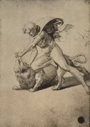Samson fighting the lion
