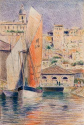 The Port of Bourg-sur-Gironde with a Gabare