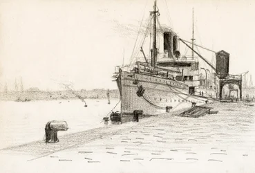 Cargo ship moored at the port of Bordeaux