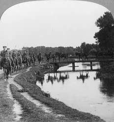 A Regiment of Allenbys Cavalry Behind the Line, Ypres, Belgium, World War I