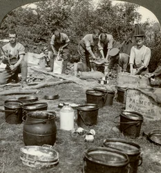 Army cooks preparing a meal, World War I